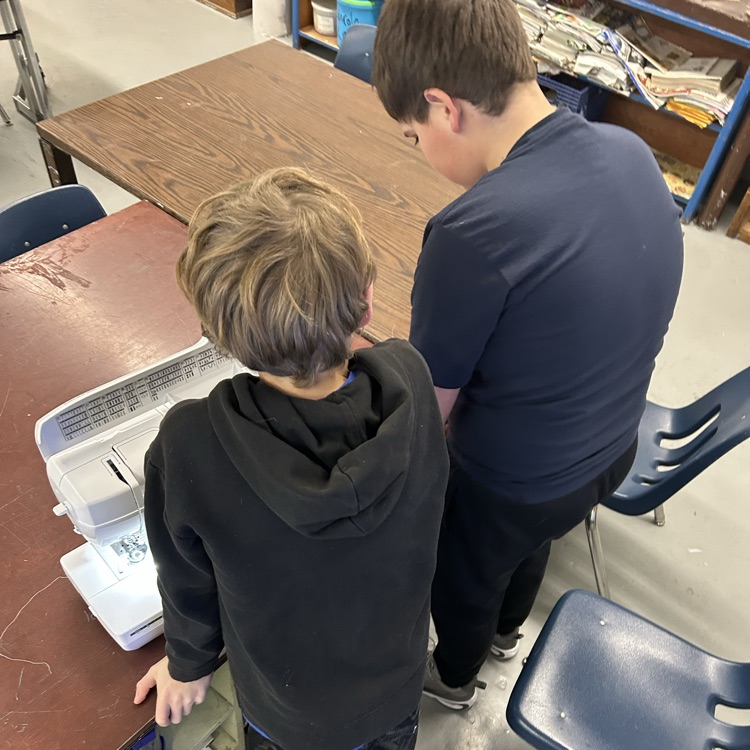 students sewing