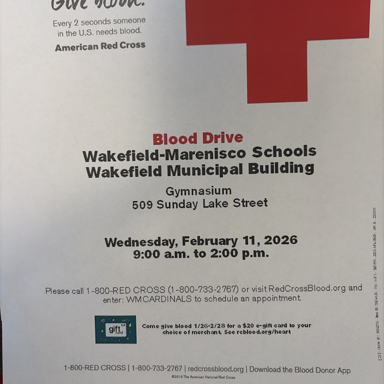 blood drive sponsored by W-M National Honor Society 