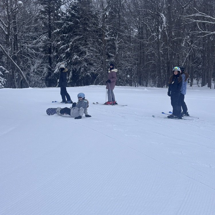 students skiing
