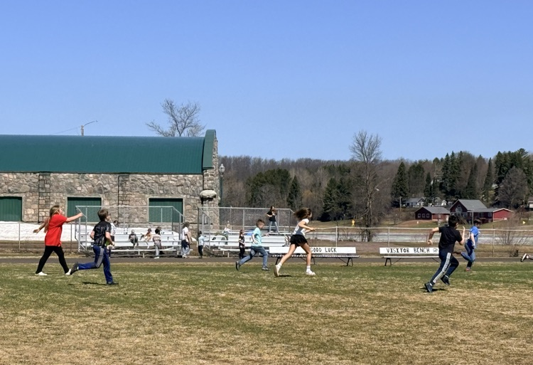 kids got to play on the track field for lunchtime 