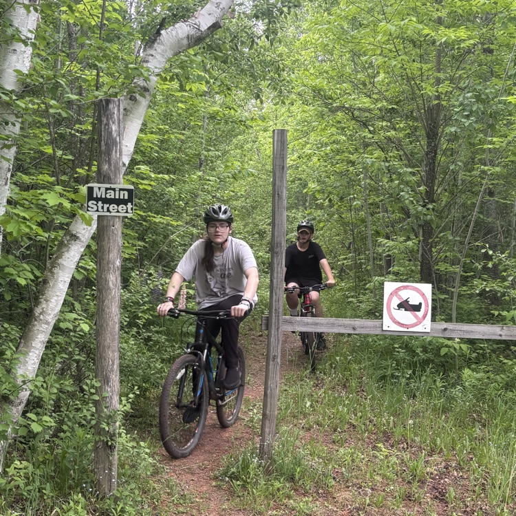 students biking