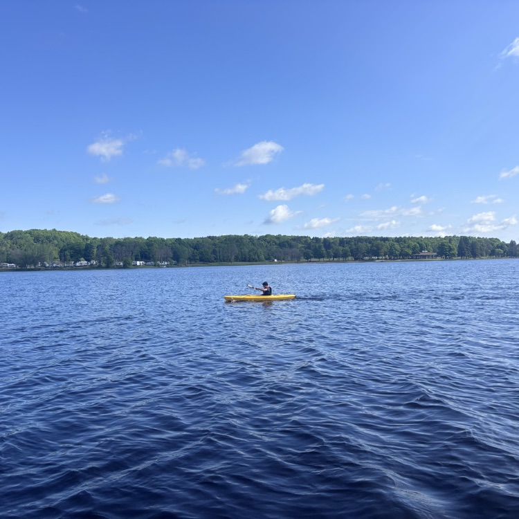 students kayaking