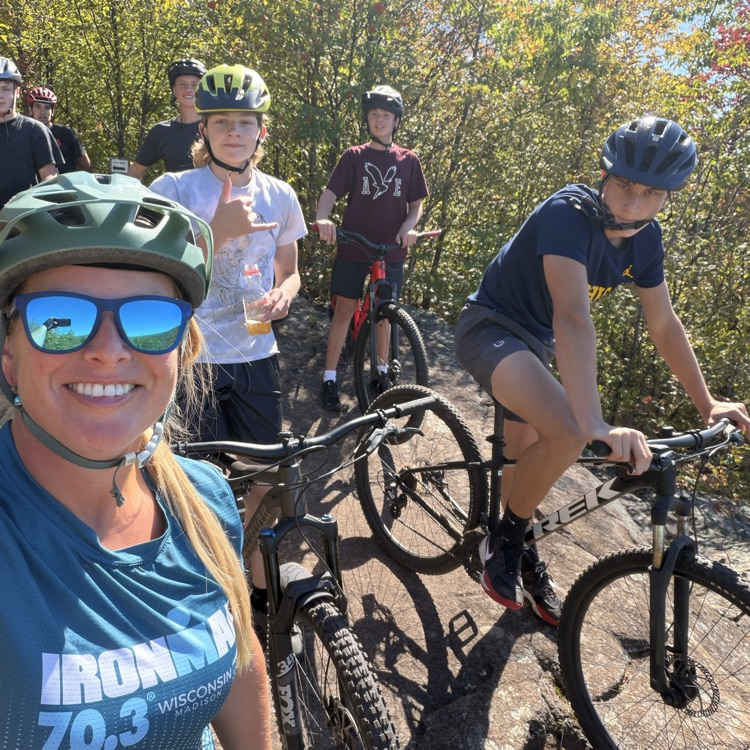 students biking