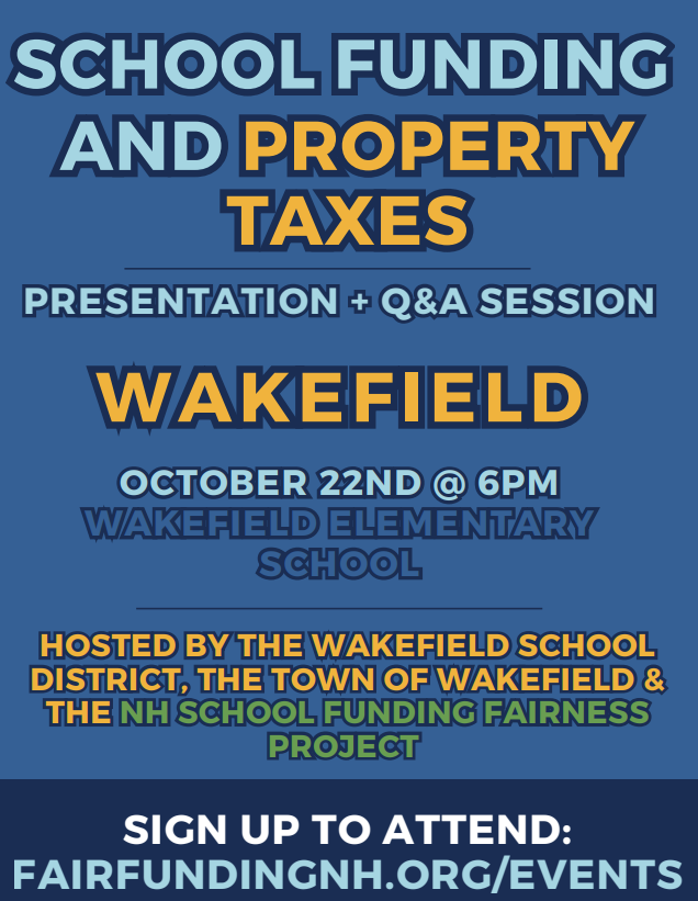 Graphic of a meeting for School Funding and Property Taxes that will take place at Paul School on October 22 at 6:00 pm