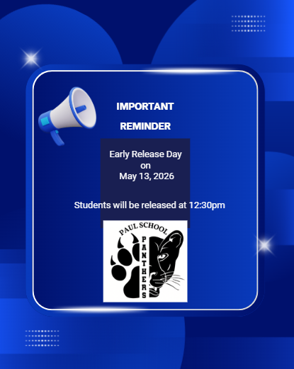 Graphic of half face of a panther and a panther paw and a megaphone this is about the early release