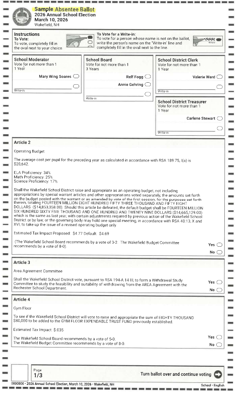 Draft Ballot