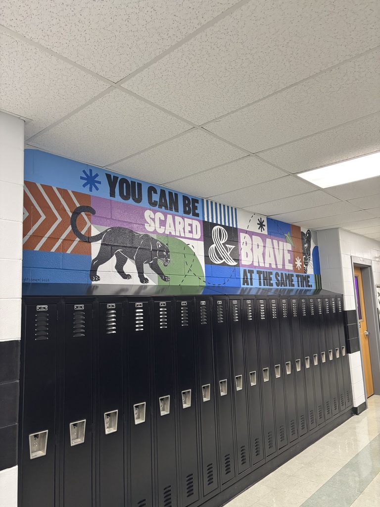 a graphic of our middle school mural, with our mascot