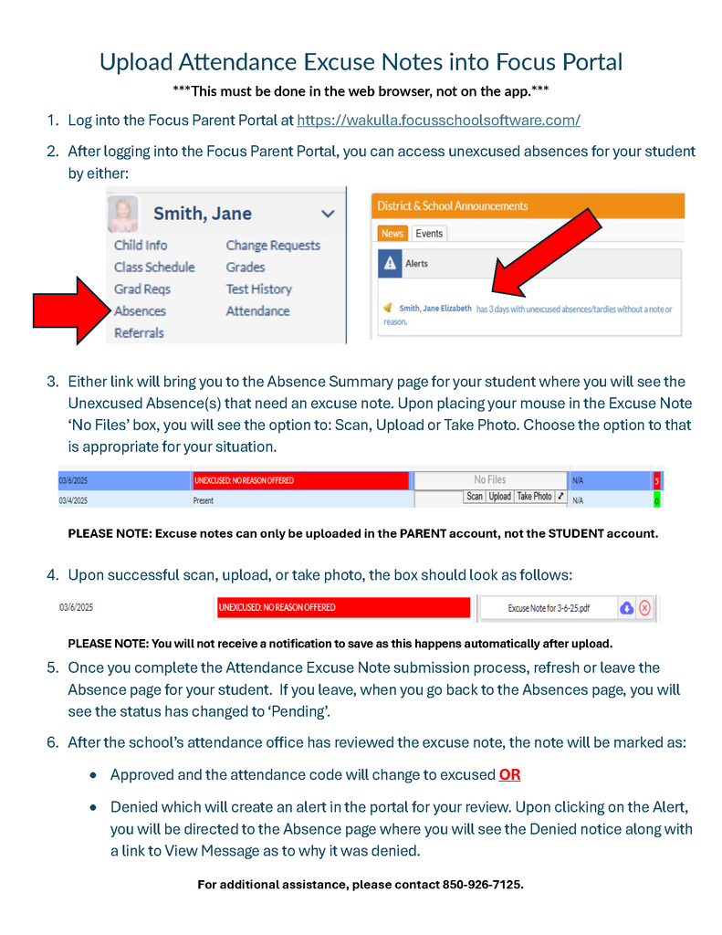 How to guide to upload an excuse document