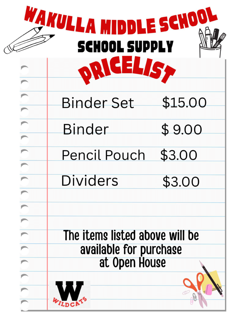 School Supply Price List