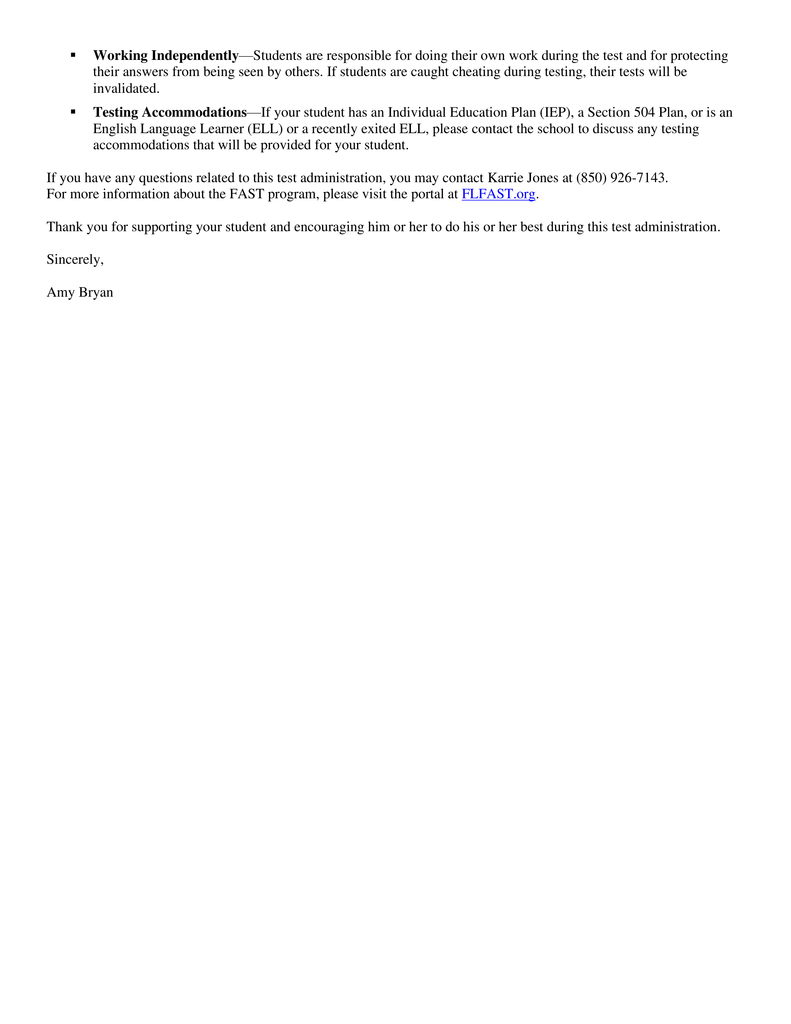 FAST Parent Information