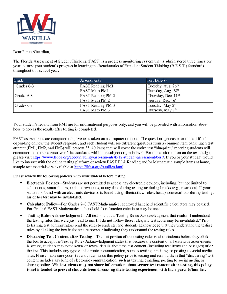 FAST Parent Information