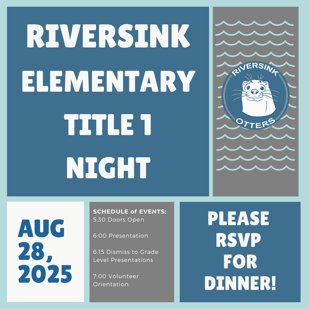 Riversink Elementary Title 1 Night invite. August 28, 2025 starting at 5:30PM
