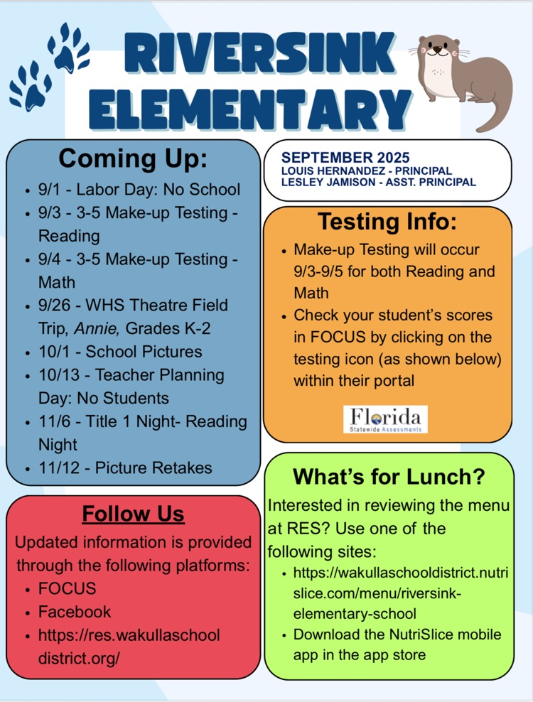 September newsletter in blue, green, yellow and red  