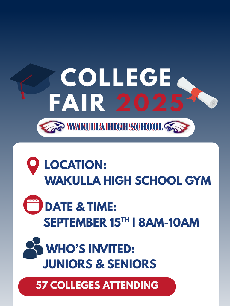Red white and blue, WHS college fair information.
