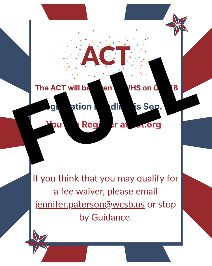 red white and blue ACT registration Full!