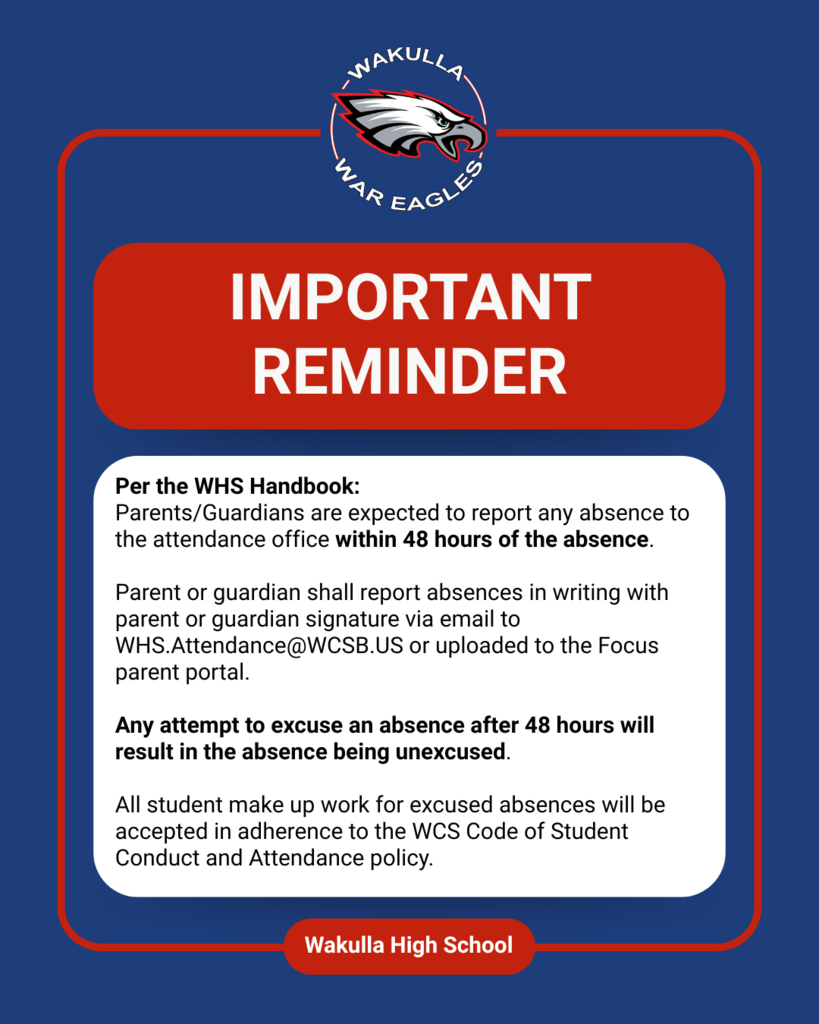 REd white and blue attendance reminder