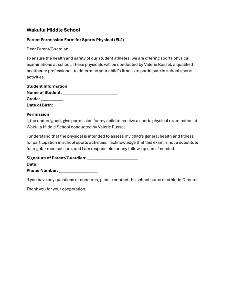 Free Physical Consent Form