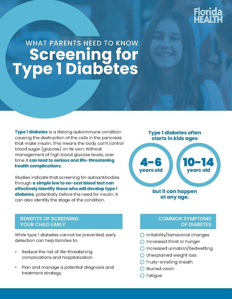 Blue and White Fler from the FL Department of Health