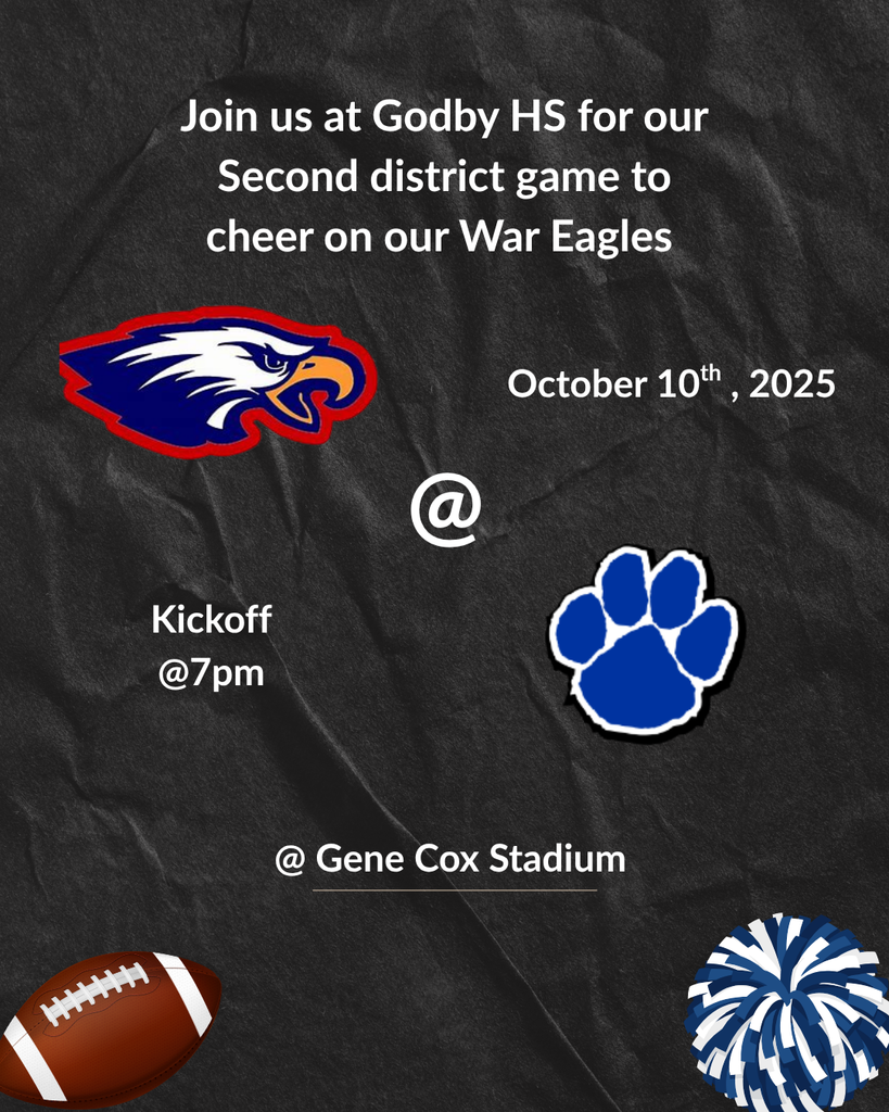 Away Game at Gene Cox Stadium!! Playing Godby for our 2nd District Game. Kickoff @7pm, October 10th