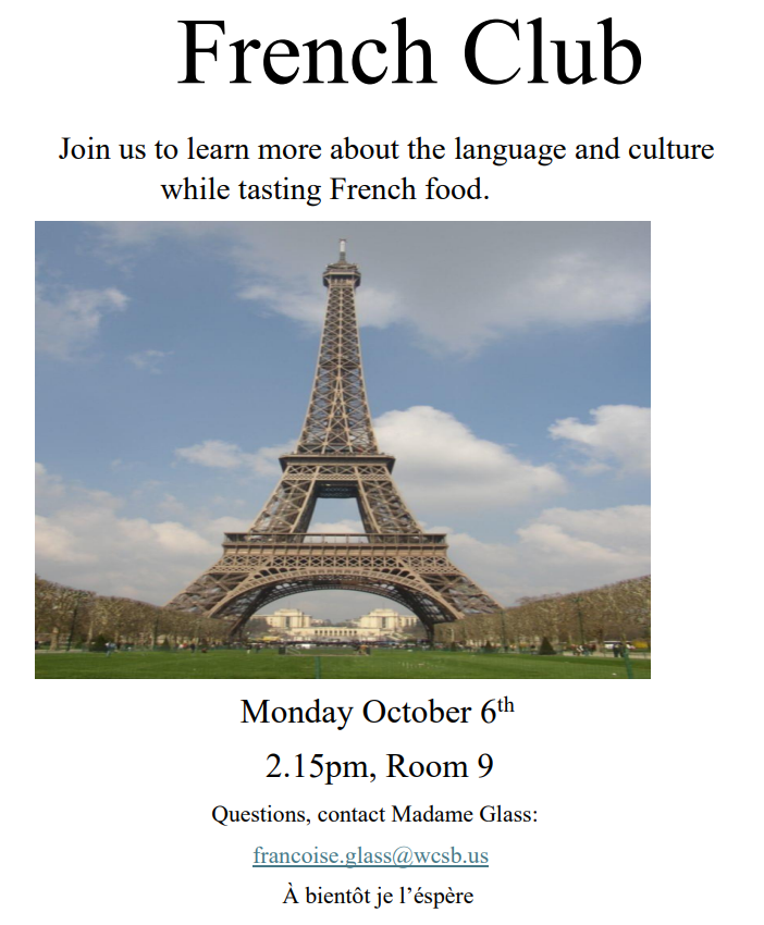 Picture of Eiffel Tower for French Club information