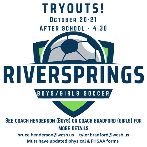RMS Soccer tryouts flyer