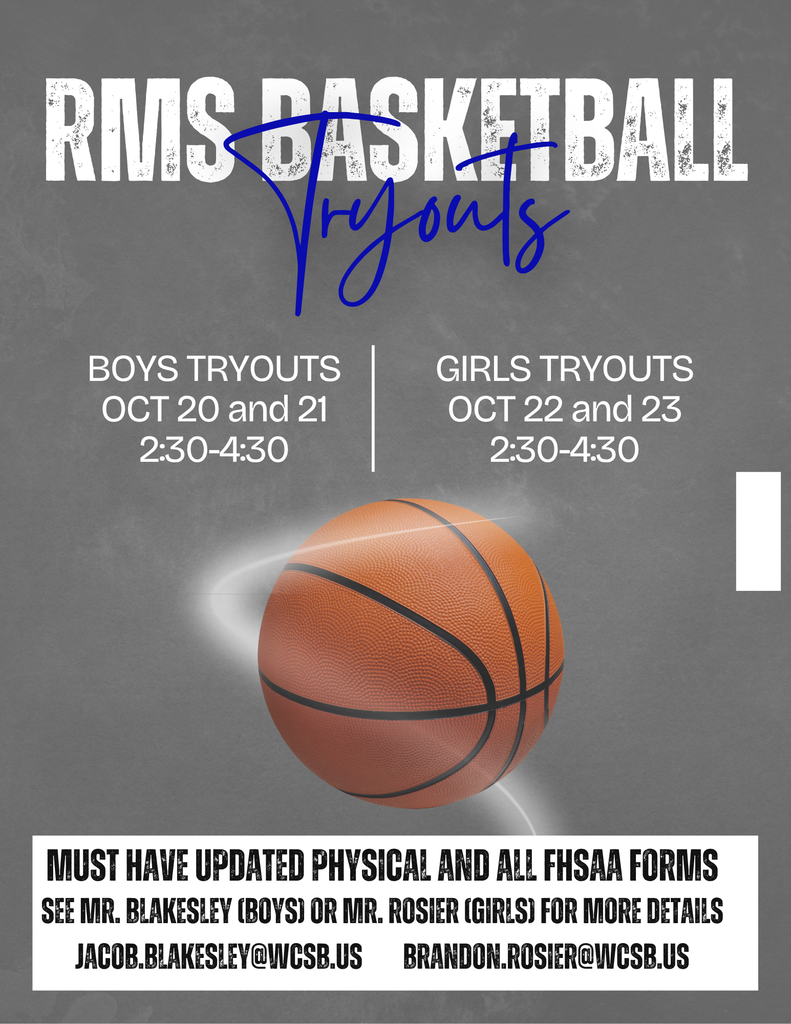 RMS Basketball tryouts flyer
