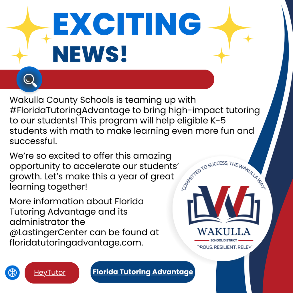 Red white and blue information about Hey Tutor and Florida Tutor Advantage