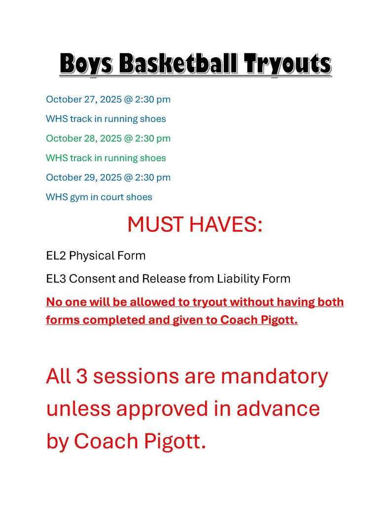 Information about Boys Basketball Tryouts
