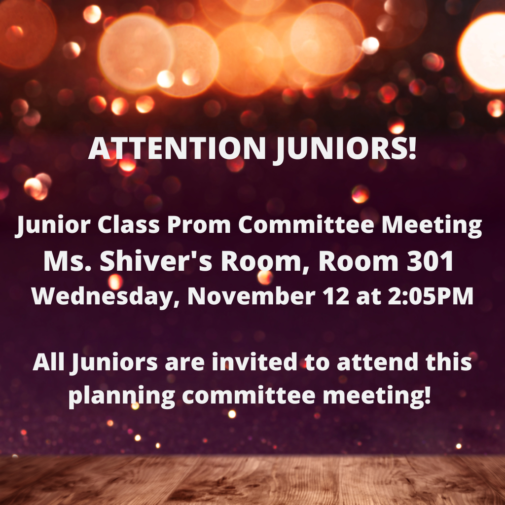 🎉 ATTENTION JUNIORS! 🎉 Ready to start planning Prom 2026? Join us for the Junior Class Prom Committee Meeting in Ms. Shiver’s Room (301) on Wednesday, November 12 at 2:05 PM! All juniors are invited to share ideas and help make this year’s prom unforgettable. 💃🕺 Let’s make it a night to remember, War Eagles! #WakullaHigh #WarEaglePride #Prom2026 #WHSJuniors