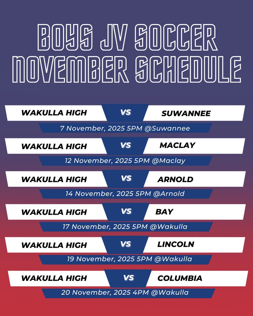 Boys JV Soccer Schedule for November