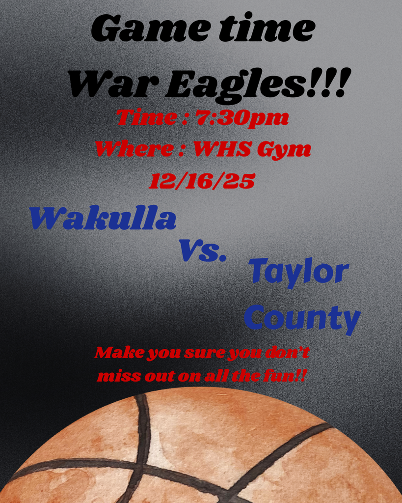 Wakulla Boys Basketball Game at 7:30pm in the WHS Gym. We hope you come out to support our last home game before the break.