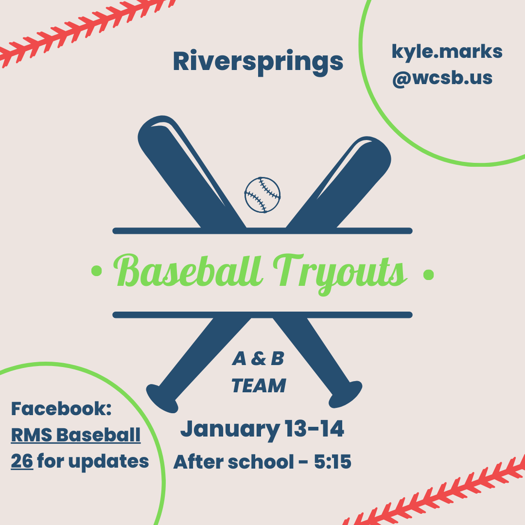 RMS Baseball tryouts January 13 and 14