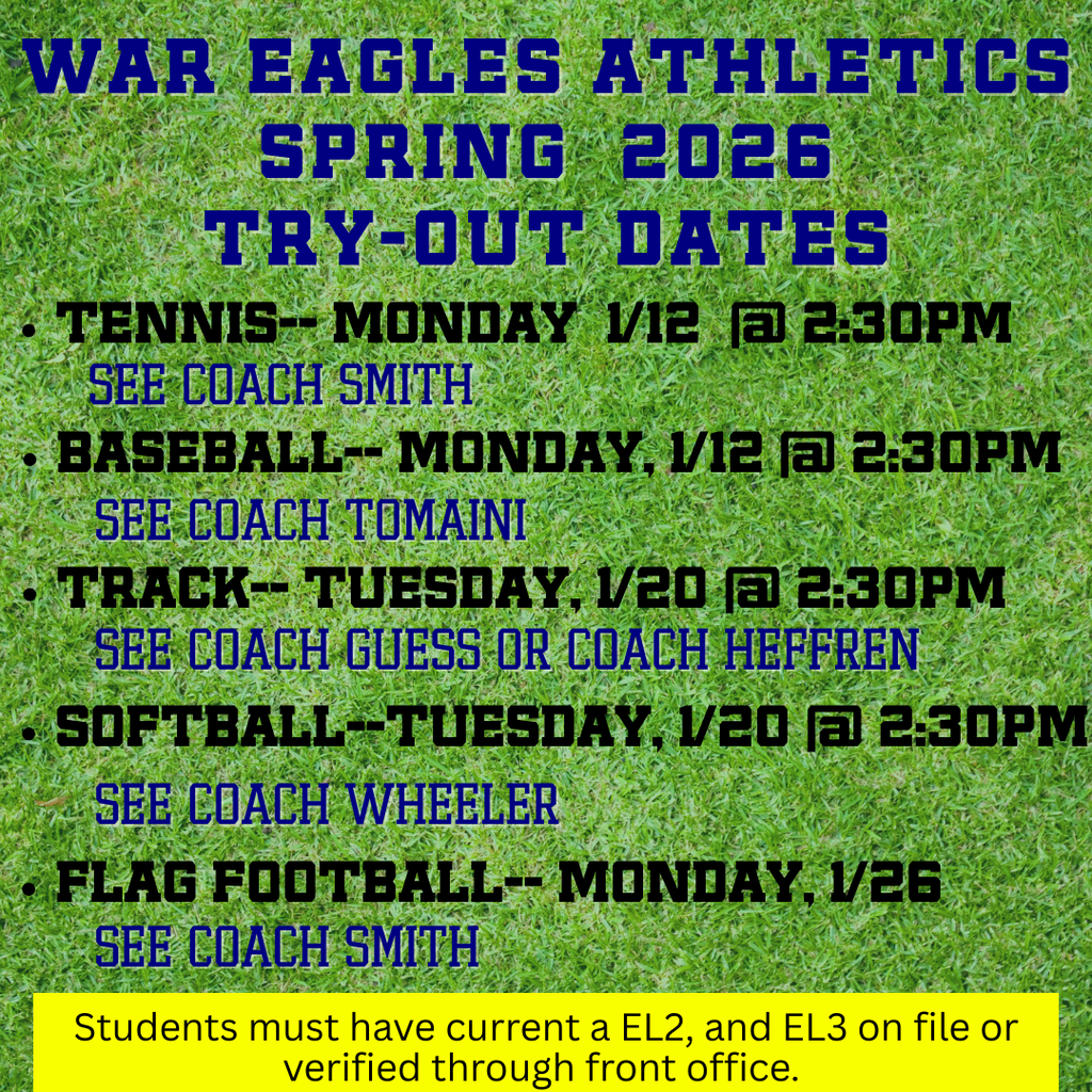 Spring 2026 Tryout dates