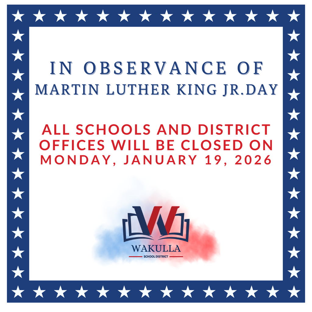 In observance of Martin Luther King Jr. Day, all schools and district offices will be closed on Monday, January 19, 2026. Students, faculty, and staff will return on Tuesday, January 20, 2026.
