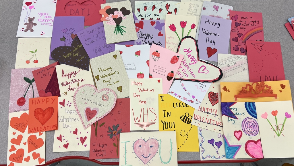 As part of their background work to prepare for an essay about "How My Acts of Service Help Me Understand What My Community Means to Me," Nancy Floyd Richardson's students created Valentine's cards for local hospice patients.