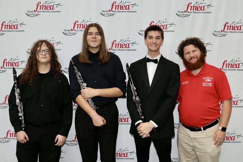 🎶 All-State Excellence! 🎶 We are incredibly proud to celebrate three Wakulla High School band students who auditioned and earned a place in the prestigious Florida Music Educators Association (FMEA) All-State Band this week! 👏 Congratulations to: J.P. Dissmore (Clarinet) – 11–12 Symphonic Band Tate Glass (Oboe) – 9–10 Concert Band and 1st Chair Oboe Bradley McGuffey (Clarinet) – 9–10 Concert Band These talented students traveled to Tampa to rehearse and perform alongside some of the best young musicians in the state—an outstanding accomplishment that reflects their dedication, discipline, and musicianship.