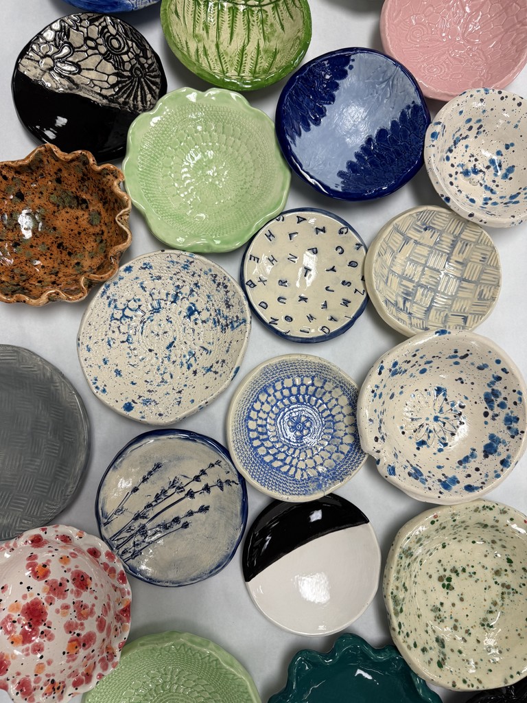 Colorful bowls created by WHS Art Students
