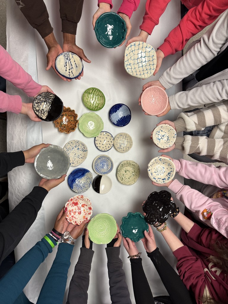 Colorful bowls created by WHS Art Students