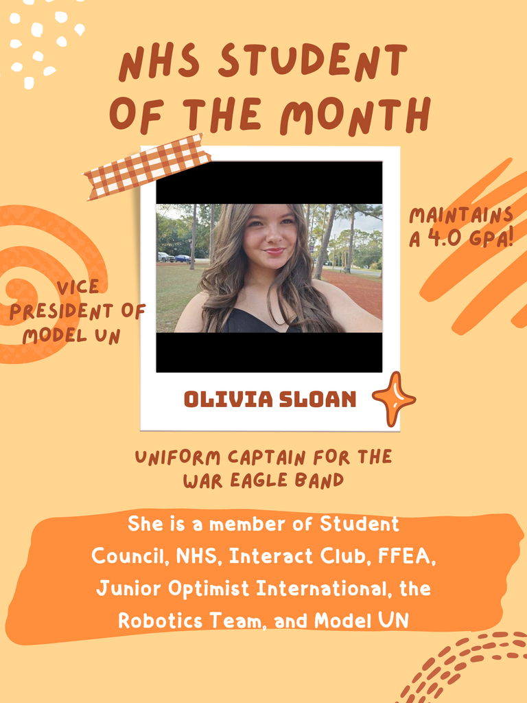 National Honor Society's Feburary Student of the Month! Way to go Olivia!