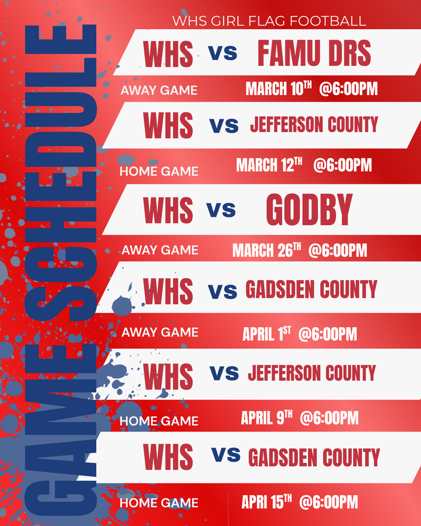 Here is your girls flag football 2026 schedule