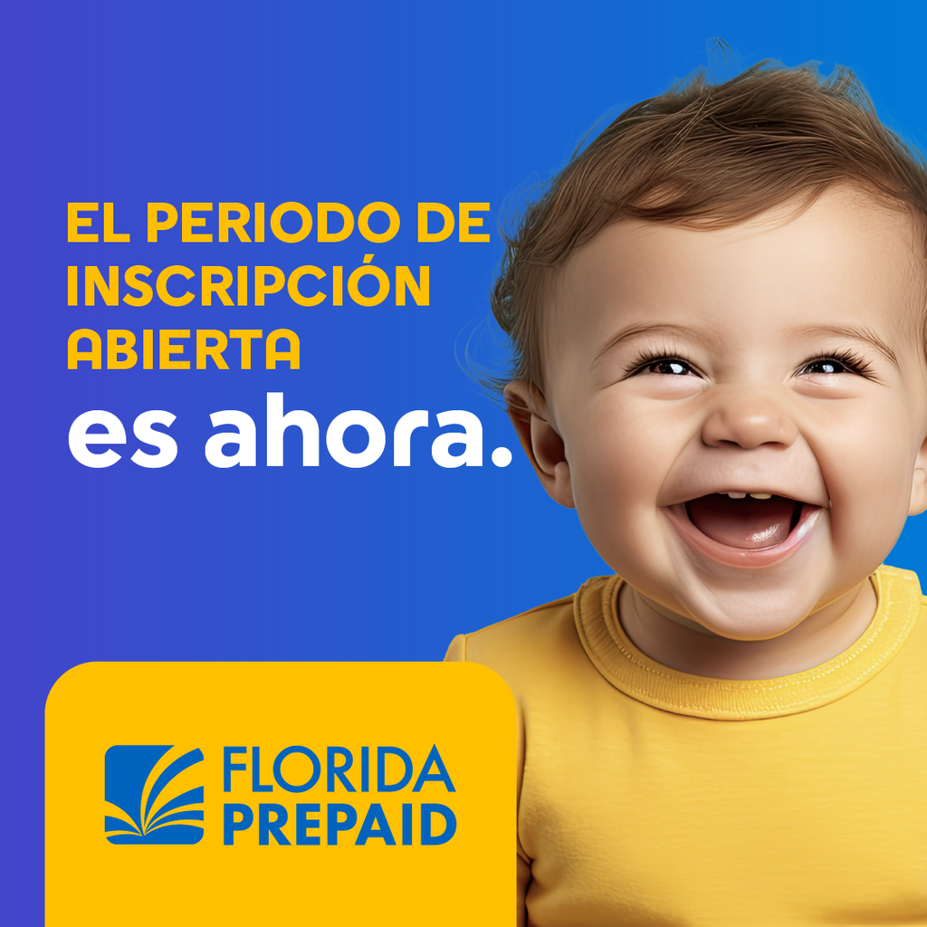 Florida PrePaid Advertisement: Yellow and Blue colors in Spanish