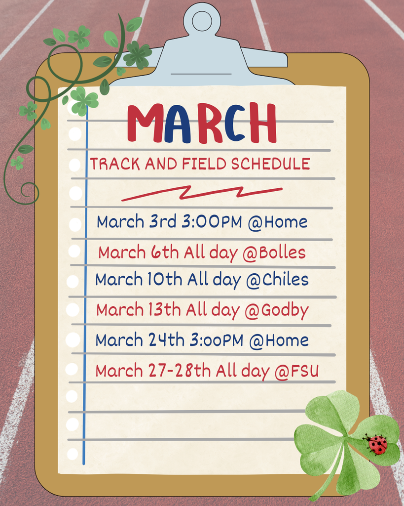 March track and field schedule.