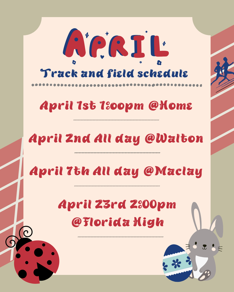 April track and field schedule.