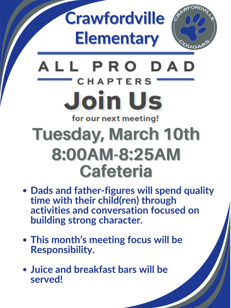 CES All- Pro Dad's March Meeting informational flyer in blue and gray