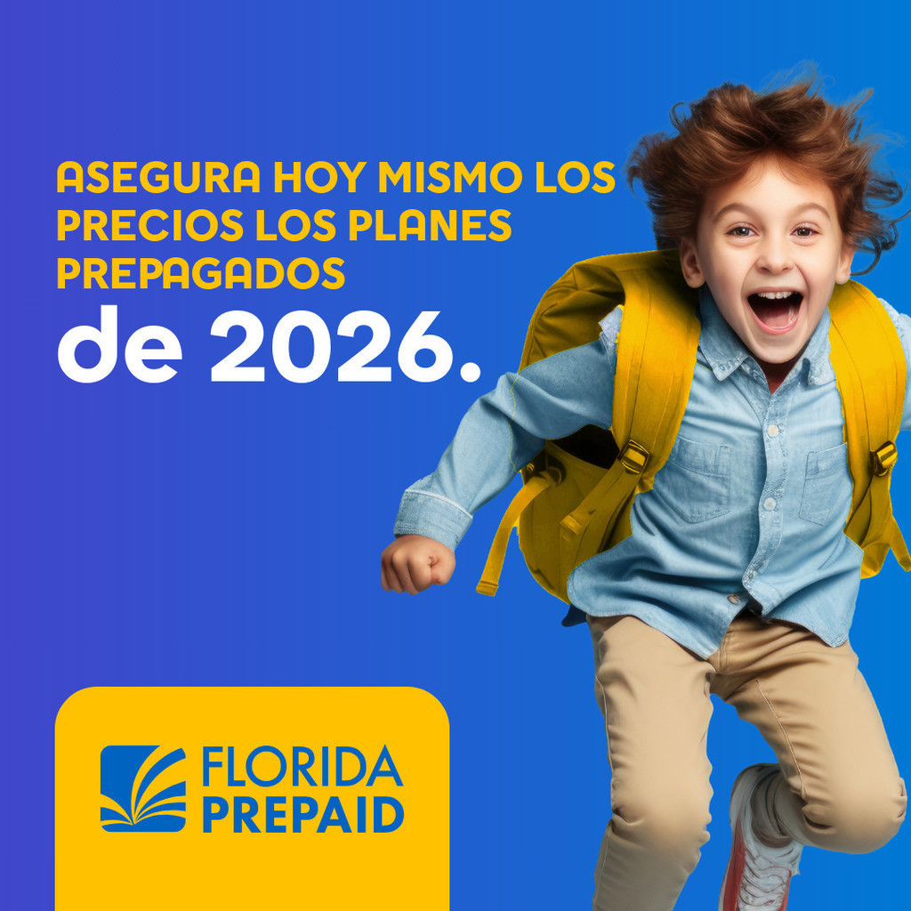 Florida PrePaid Advertisement: Yellow and Blue colors in Spanish