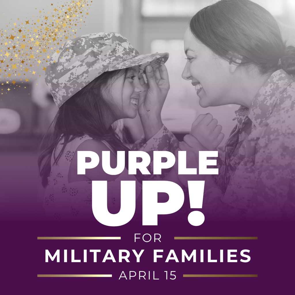 Make plans to wear PURPLE on Wednesday, April 15, 2026 as a visible way to show support for our military families! The color purple was chosen because it is the color that symbolizes all branches of the military! For more information about Purple Up! please visit: https://bit.ly/purple-up