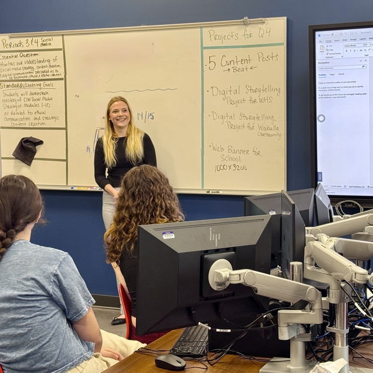 Guest Speaker Molly BoWell speaking to Journalism students