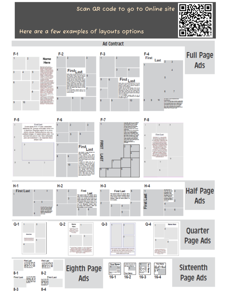 Senior Page ad layouts