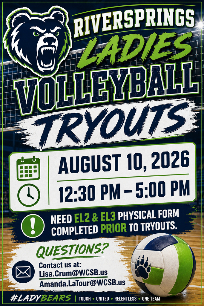 RMS Ladies Volleyball Tryouts flyer