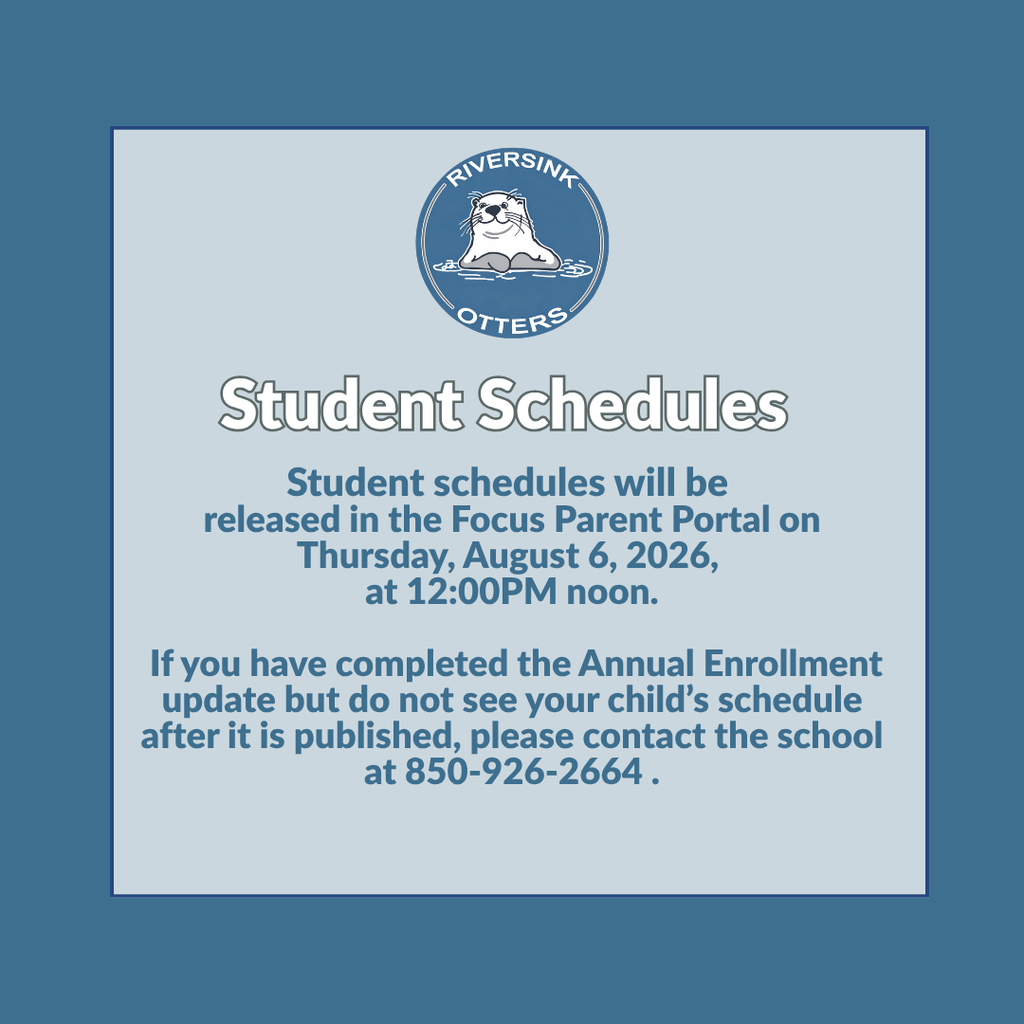 Student Schedules will be released in the Focus Parent Portal on Thursday, August 6, 2026 at 12:00PM noon. If you have completed the Annual Enrollment update by do not see your child's schedule after it is published, please contact the school.